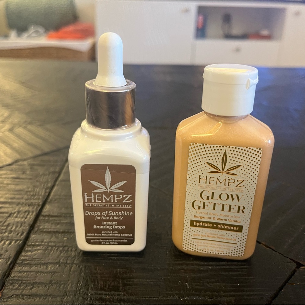 Hempz Glow Bundle Bronzing Drops & Shimmer Body Lotion (travel size) New Sealed
